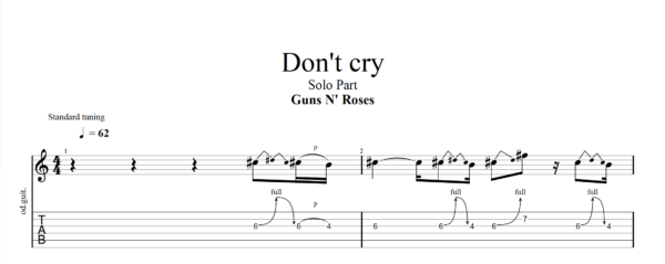 【TAB】Dont Cry GNR｜吉他 Solo 六線譜技巧解析版
