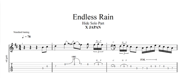 【TAB】Endlessrain X japan HIDE｜吉他 Solo 六線譜技巧解析版
