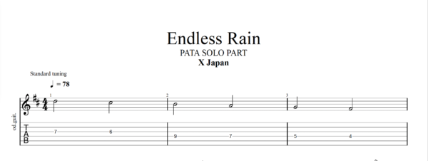 【TAB】Endlessrain X japan PATA｜吉他 Solo 六線譜技巧解析版