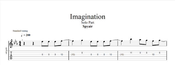 【TAB】Imagination Spyair｜吉他 Solo 六線譜技巧解析版