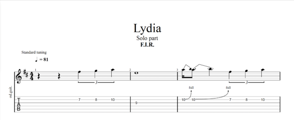 【TAB】Lydia FIR｜吉他 Solo 六線譜技巧解析版