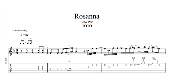 【TAB】Rosanna TOTO｜吉他 Solo 六線譜技巧解析版