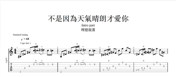 【TAB】不是因為天氣晴朗才愛你 理想混蛋｜吉他 Solo 六線譜技巧解析版