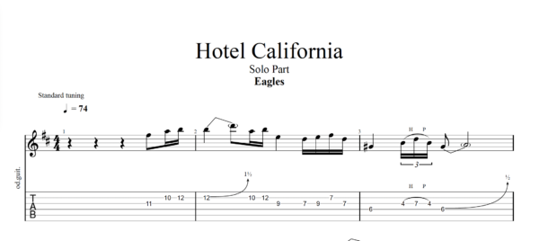 【TAB】加州旅館 老鷹合唱團｜吉他 Solo 六線譜技巧解析版