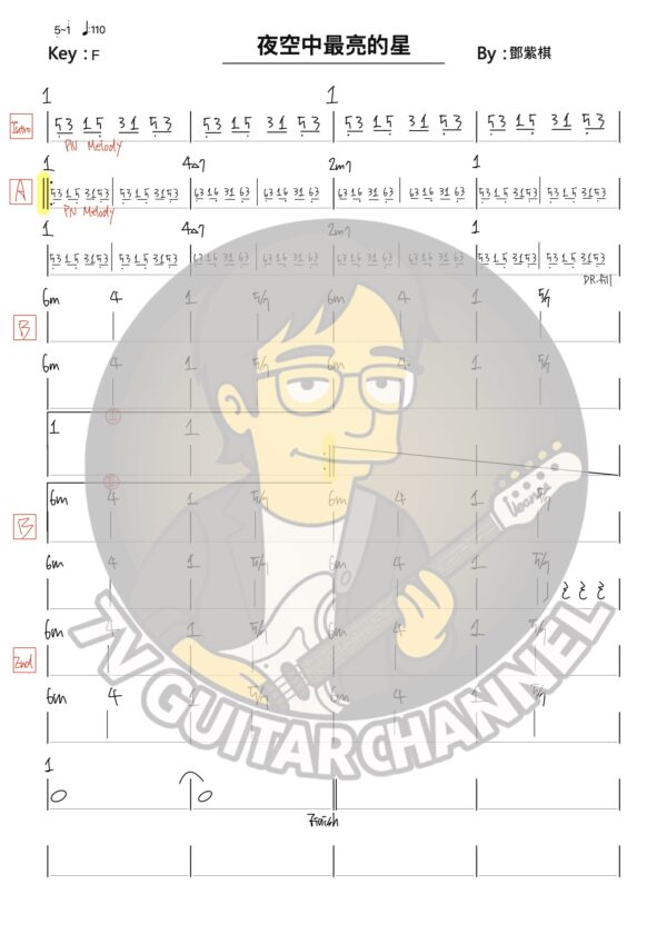 夜空中最亮的星 - 鄧紫棋 吉他譜 PDF 下載