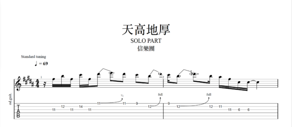 【TAB】天高地厚 信樂團｜吉他 Solo 六線譜技巧解析版