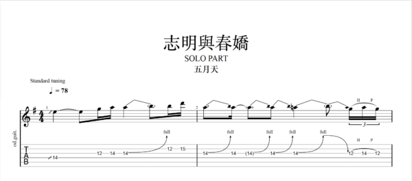 【TAB】志明與春嬌 五月天｜吉他 Solo 六線譜技巧解析版