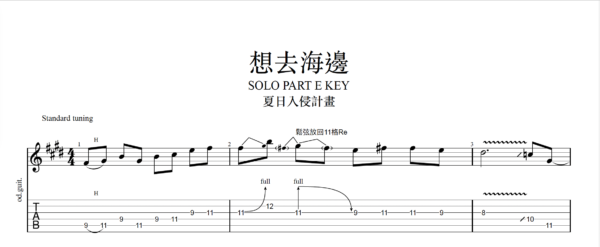 【TAB】想去海邊 夏日入侵計劃｜吉他 Solo 六線譜技巧解析版