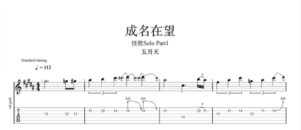 【TAB】成名在望 五月天怪獸Part1｜吉他 Solo 六線譜技巧解析版