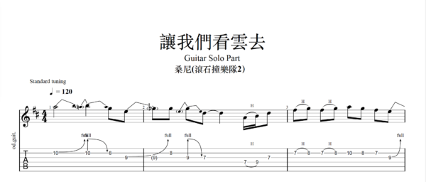 【TAB】讓我們看雲去 桑尼｜吉他 Solo 六線譜技巧解析版