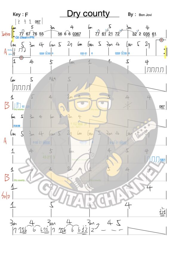 Dry County - Bon Jovi 吉他譜 PDF 下載