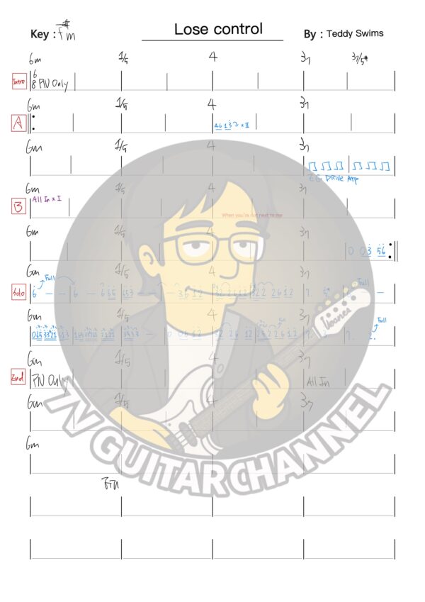 Lose Control - Teddy Swim 吉他譜 PDF 下載