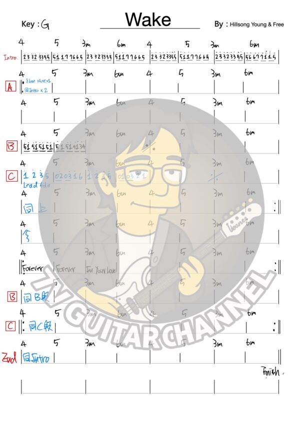 Wake - Hillsong Young and Free 吉他譜 PDF 下載