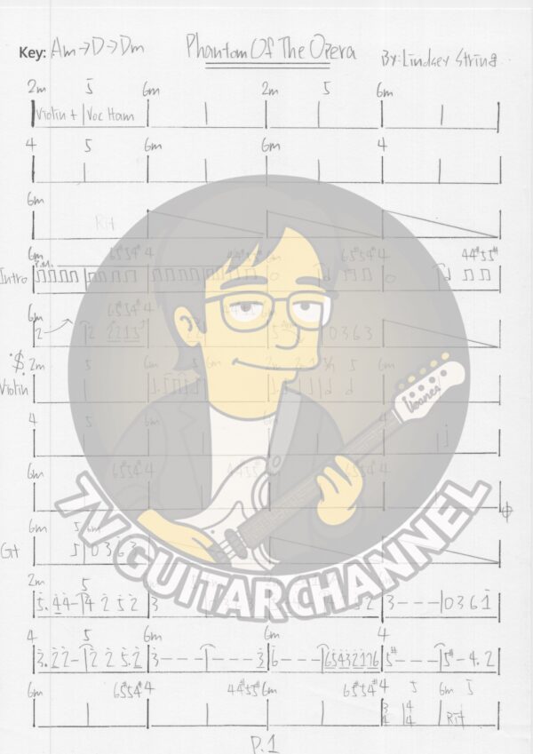 phantom of the opera - lindery string 吉他譜 PDF