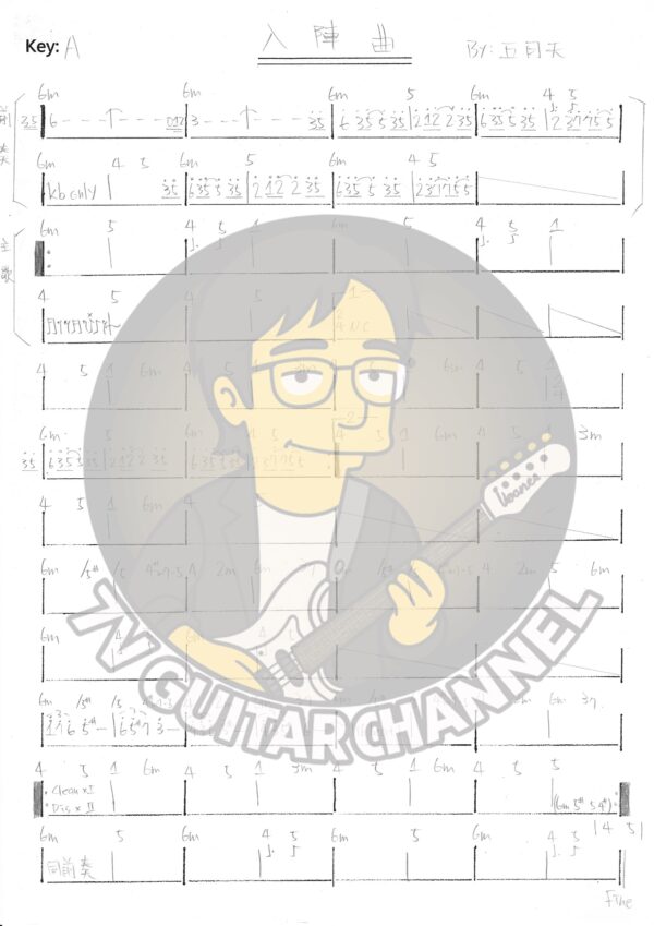入陣曲 - 五月天 吉他譜 PDF 下載
