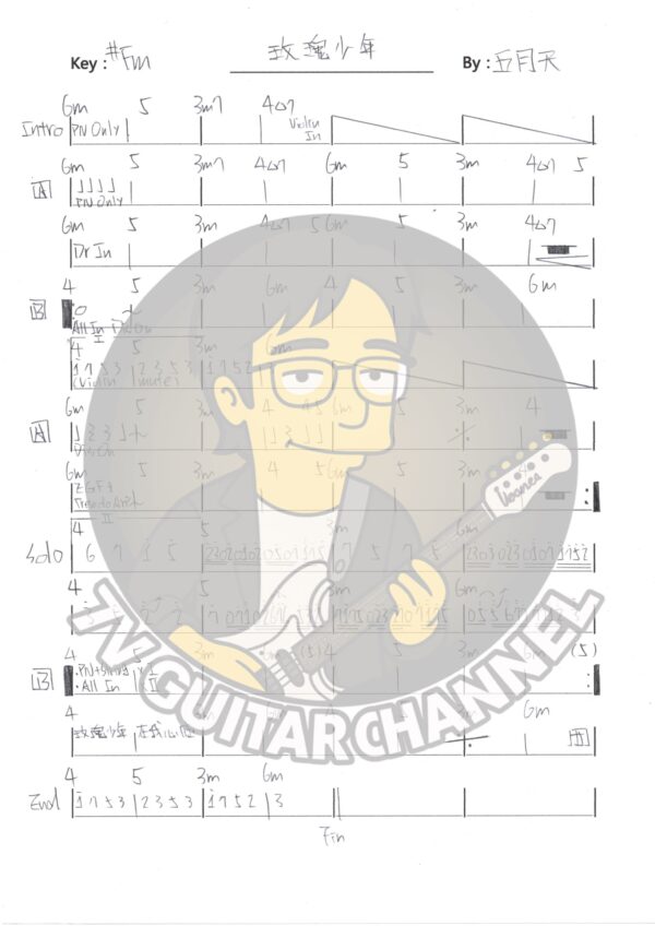 玫瑰少年 - 五月天 吉他譜 PDF 下載