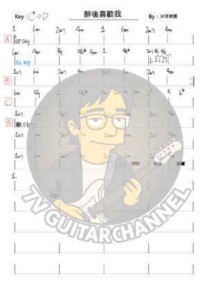 醉後喜歡我 - 冰球樂團 吉他譜 PDF 下載